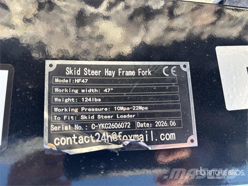 GIYI GY-HF47 47 in Skid Steer Bale Spear (Unused) Other components