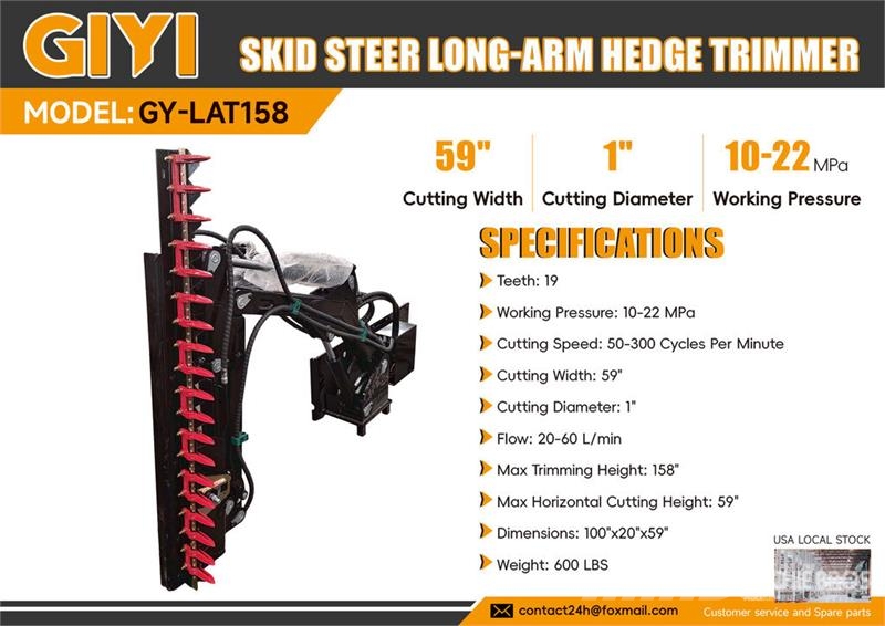 GIYI GY-LAT158 59 in Skid Steer Hedge Trimmer (Unu 其他