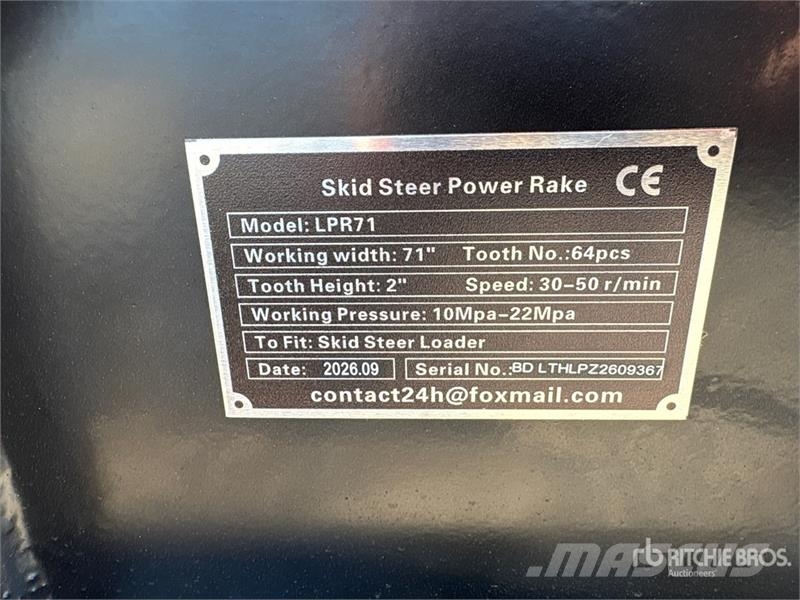  GIYI GY-LPR71 71 in Skid Steer Power Rake (Unused) Rakes and tedders