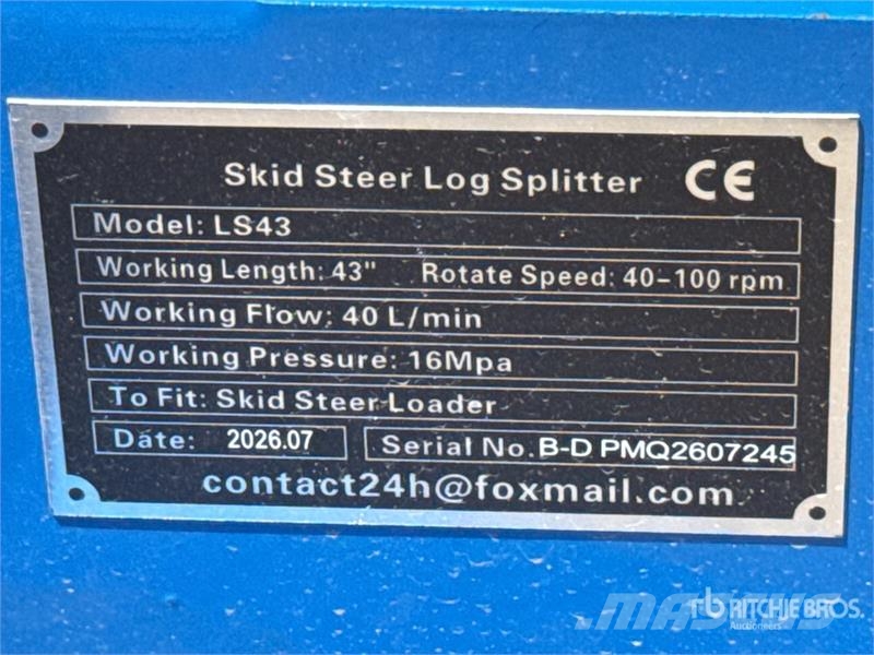GIYI GY-LS43 43 in Skid Steer Log Splitter (Unused Vedkløvere, kappemaskiner og flismaskiner