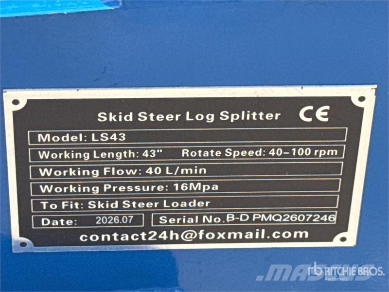 GIYI GY-LS43 43 in Skid Steer Log Splitter (Unused Vedkløvere, kappemaskiner og flismaskiner