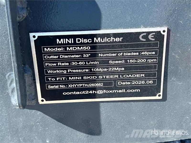  GIYI GY-MDM50 Mini 33 in Disc Mulcher (Unused) Outros componentes