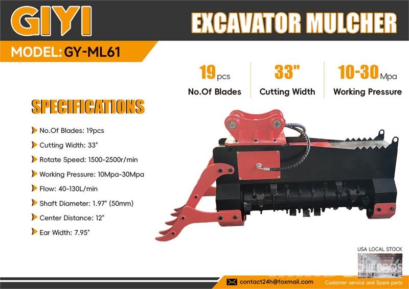 GIYI GY-ML61 33 in Excavator Mulcher (Unused) Ďalšie komponenty