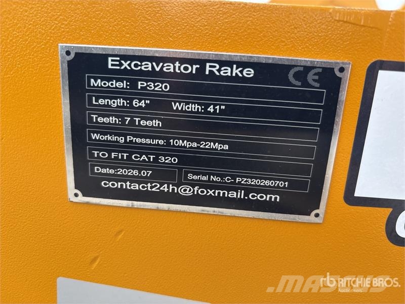 GIYI GY-P320 65 in Fit to Cat 320 Excavator Rake ( Граблі і сінозворушувачі