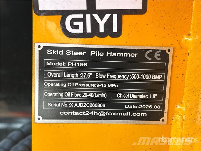  GIYI GY-PH198 Mini Skid Steer Post Driver (Unused) Fencing equipment
