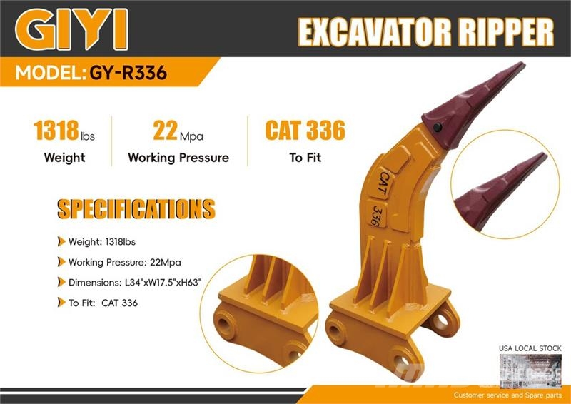  GIYI GY-R336 Excavator Ripper - Fits Cat 336 (Unus خداشات