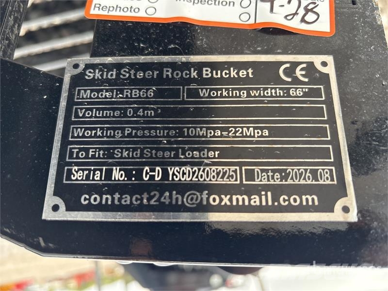 GIYI GY-RB66N 66 in Q/C Rock Skid Steer Bucket (Un Žlice