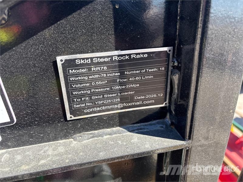 GIYI GY-RR78 78 in Skid Steer Rock Rake (Unused) 其他组件