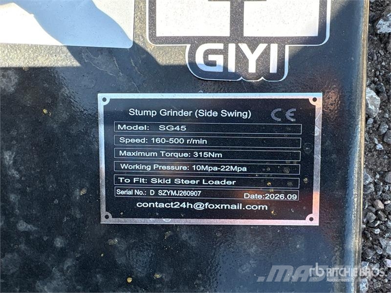 GIYI GY-SG45 4 in Skid Steer Stump Grinder (Unused Randaalid/mullafreesid
