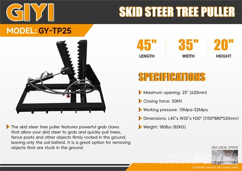 GIYI GY-TP25 Skid Steer Post Puller (Unused) Inne akcesoria