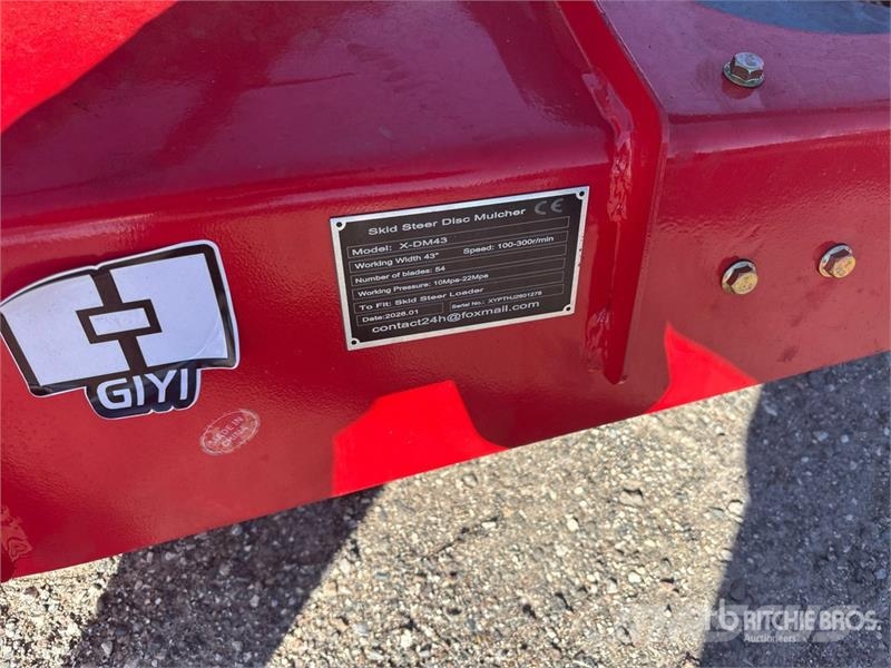 GIYI GYx-DM43 43 in Disc Skid Steer Mulcher (Unuse Miško mulčeriai