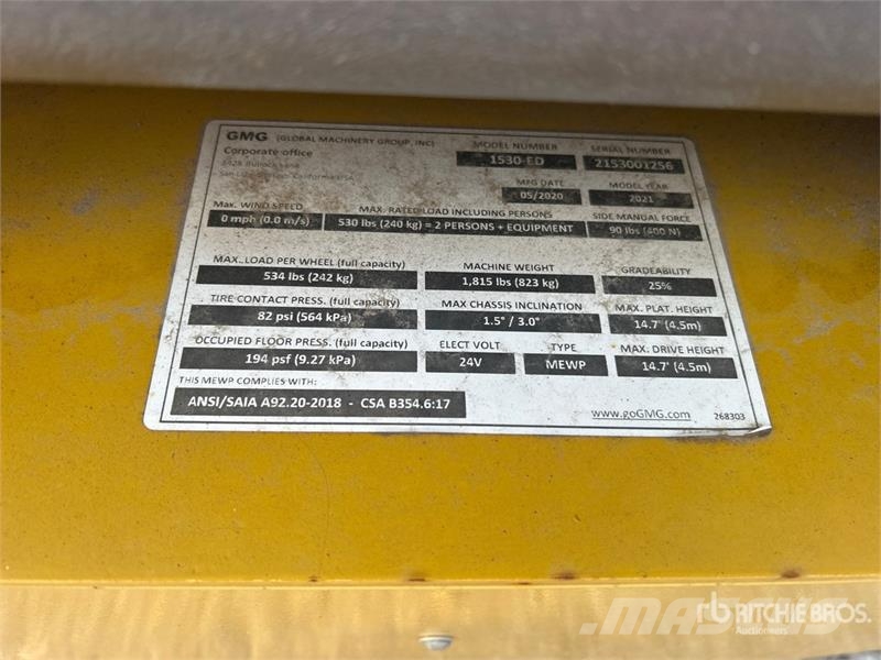 GMG 1530ED Electric Scissor Lift Elevadores de tesoura