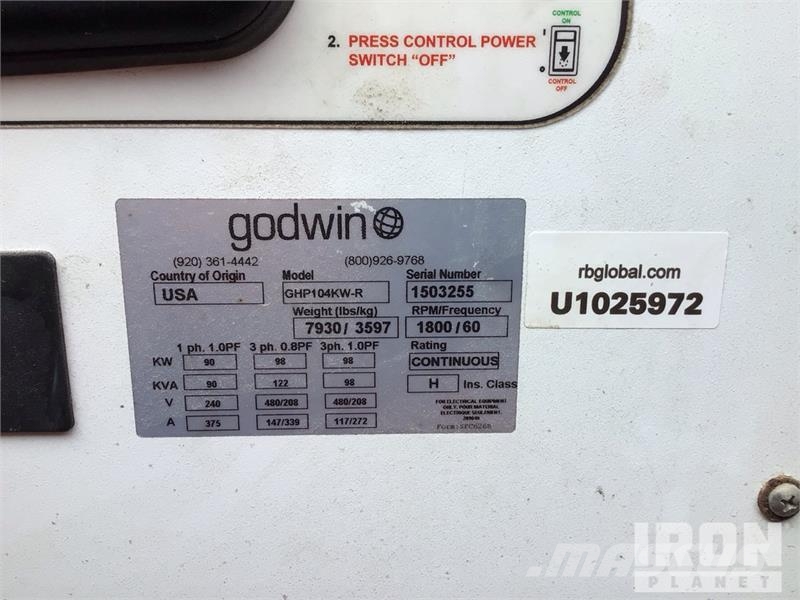 Godwin GHP104KW-R 90 kW Skid-Mounted Generator Set Generatori diesel