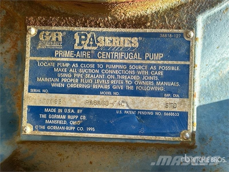  Gorman Rupp PA6A6O-F4L Trailer-Mounted Water Pump Bombas de agua