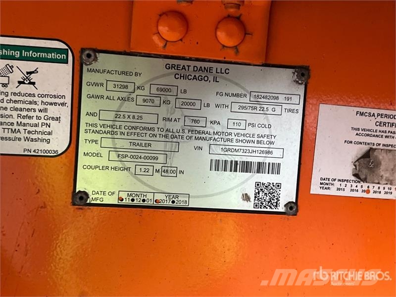 Great Dane 40000 lb 36 ft T/A Flatbed Trailer Plato/keson prikolice