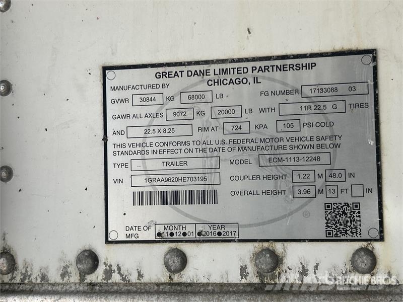 Great Dane 48 ft x 102 in T/A Refrigerated Trailer Semi-reboques com temperatura controlada
