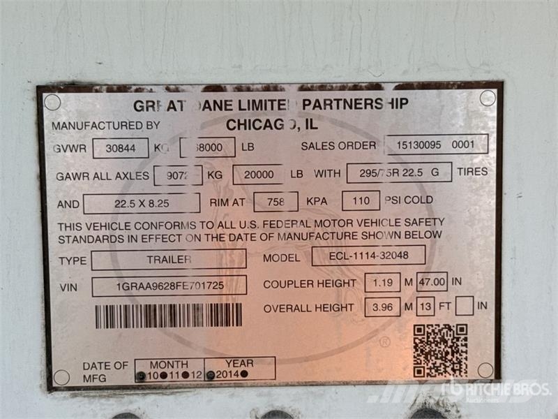 Great Dane 48 ft x 102 in T/A Refrigerated Trailer Hladilne polprikolice