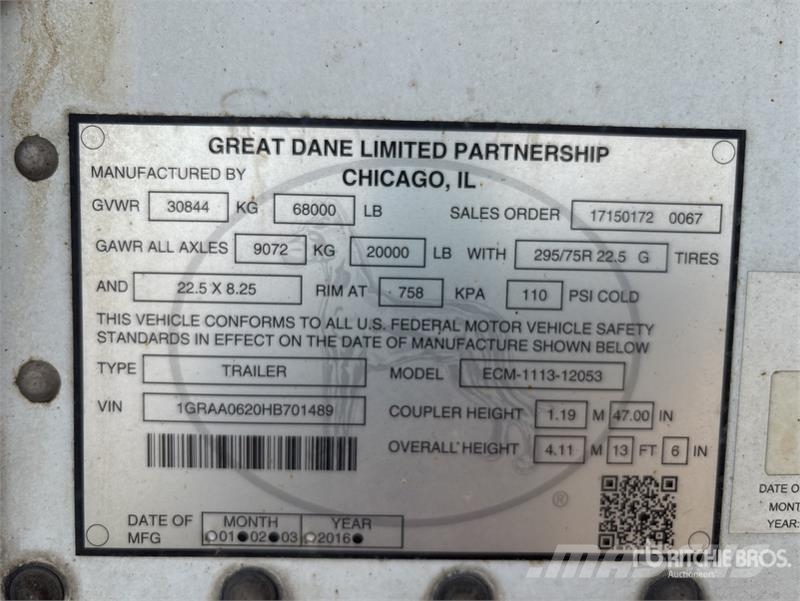 Great Dane 53 ft T/A 53 ft x 102 in T/A Refrigerated Trailer Piekabes ar temperatūras kontroli