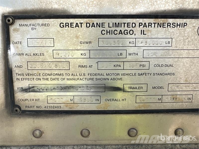 Great Dane 53 ft x 102 in T/A Multi -Temp Refrigerated Traile Piekabes ar temperatūras kontroli