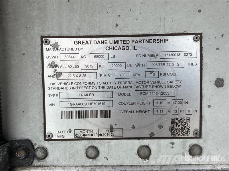 Great Dane 53 ft x 102 in T/A Refrigerated Trailer Kühlauflieger