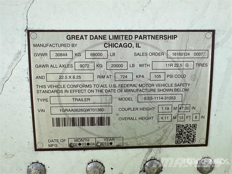 Great Dane 53 ft x 102 in T/A Refrigerated Trailer Semi-remorci cu temperatura controlata