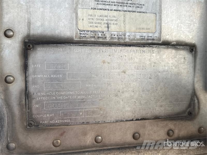 Great Dane 53 ft x 102 in T/A Refrigerated Trailer Piekabes ar temperatūras kontroli