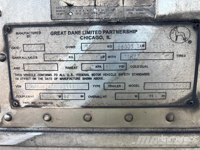 Great Dane 53 ft x 102 in T/A Refrigerated Trailer Temperature controlled semi-trailers