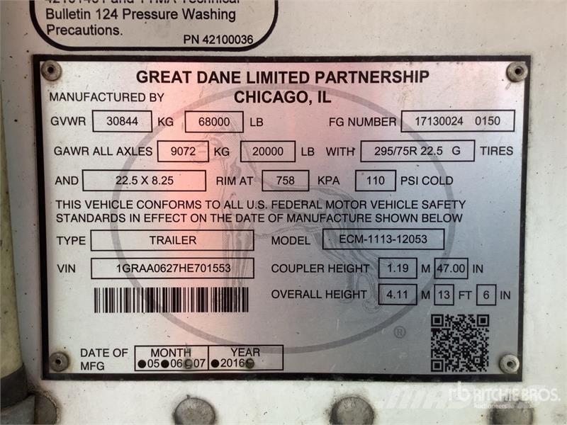 Great Dane 53 ft x 102 in T/A Multi -Temp Refrigerated Traile Kühlauflieger