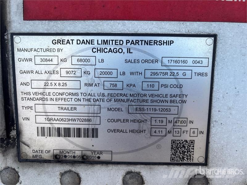 Great Dane 53 ft x 102 in T/A Refrigerated Trailer Temperature controlled semi-trailers