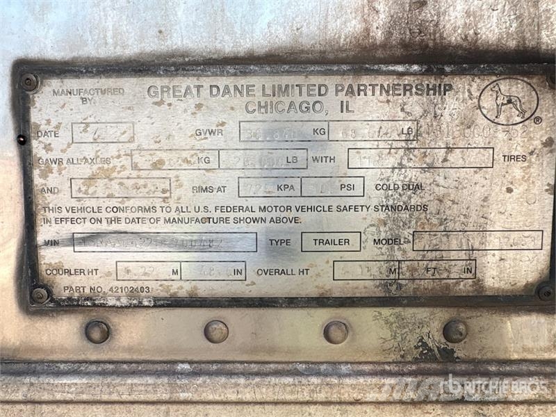 Great Dane 53 ft x 102 in T/A Refrigerated Trailer Skåptrailer Kyl/Frys/Värme