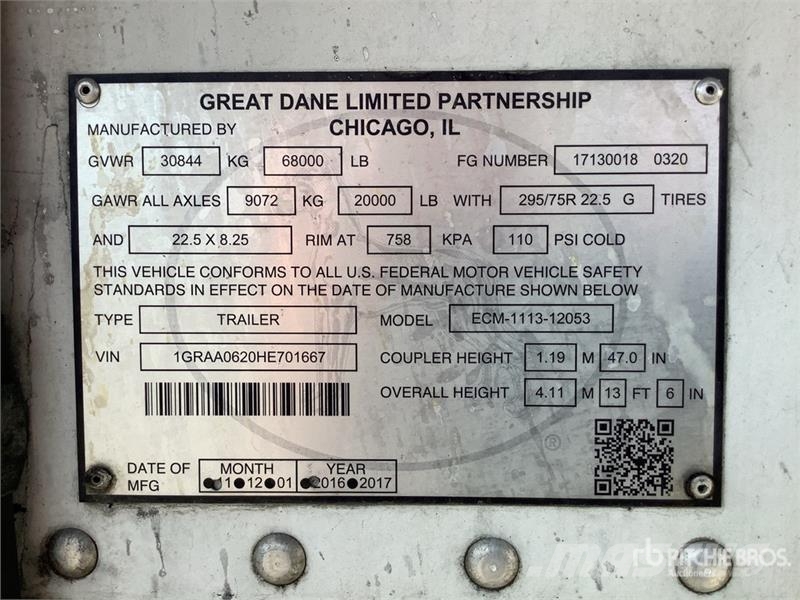 Great Dane 53 ft x 102 in T/A Multi -Temp Refrigerated Traile 冷凍冷蔵トレーラー