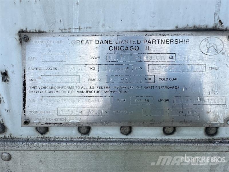 Great Dane 53 ft x 102 in T/A Multi -Temp Refrigerated Traile Piekabes ar temperatūras kontroli