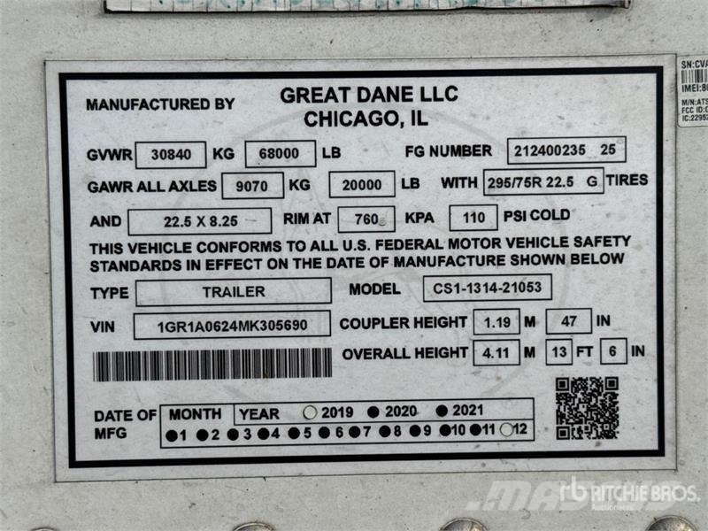 Great Dane CS1131401053 Причепи-фургони