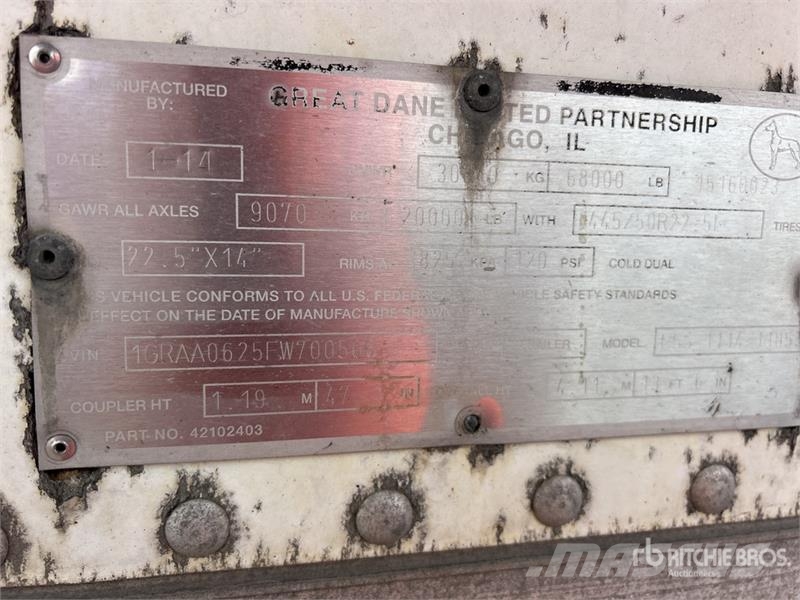 Great Dane ESS-1114-11053 53 ft x 102 in T/A Refrigerated Tra Chladiarenské návesy