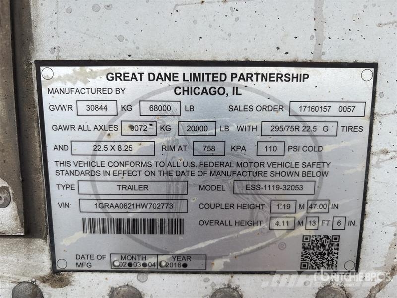 Great Dane ESS-1119-32053 53 ft x 102 in T/A Multi -Temp Refr 冷凍冷蔵トレーラー