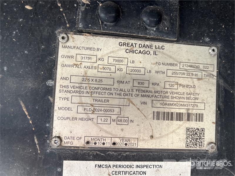 Great Dane FLD-0024-00053 53 ft T/A Step Deck Trailer 平板拖车