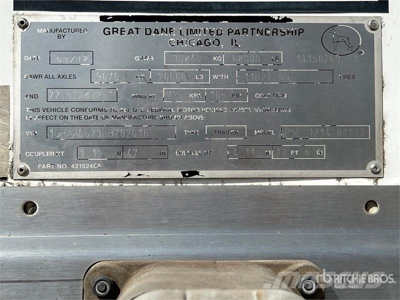 Great Dane PSE-1214-01053 53 ft x 102 in T/A Van Trailer Reboques baú