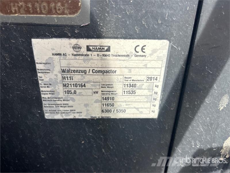 Hamm H11i Smooth Drum Compactor Walce jednobębnowe