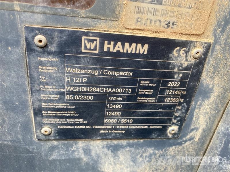 Hamm H12iP Padfoot Drum Compactor مداحل أحادية الأسطوانة