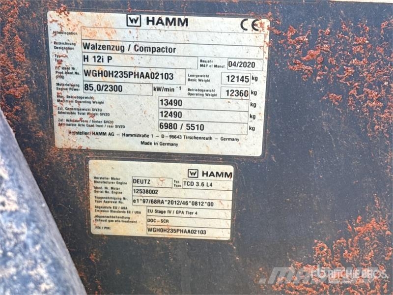 Hamm H12iP Padfoot Drum Compactor مداحل أحادية الأسطوانة
