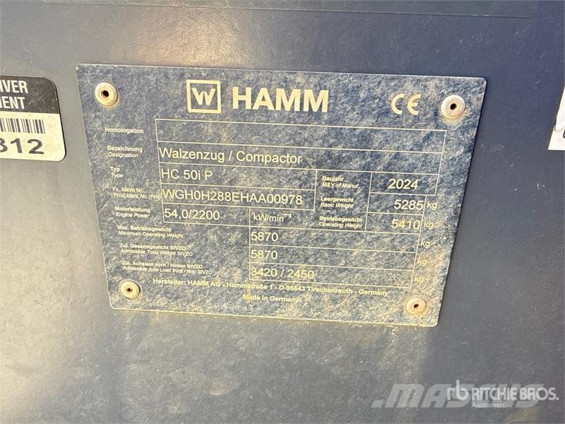 Hamm HC 50i P Padfoot Drum Compactor مداحل أحادية الأسطوانة