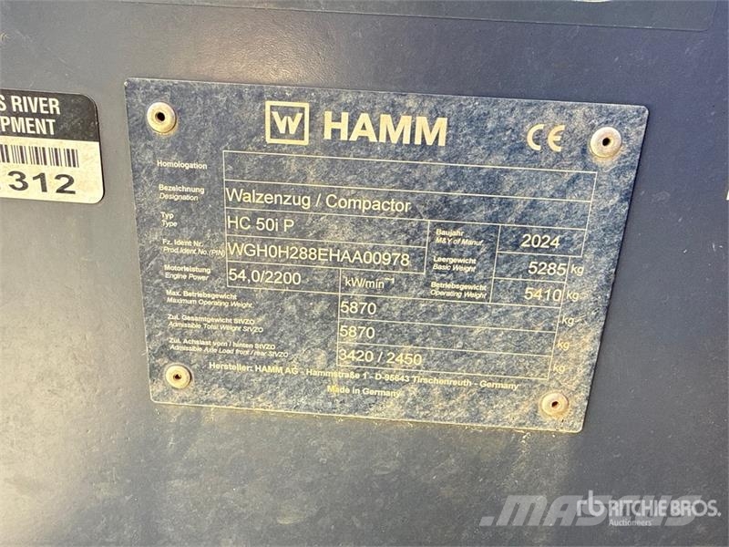 Hamm HC 50i P Padfoot Drum Compactor مداحل أحادية الأسطوانة