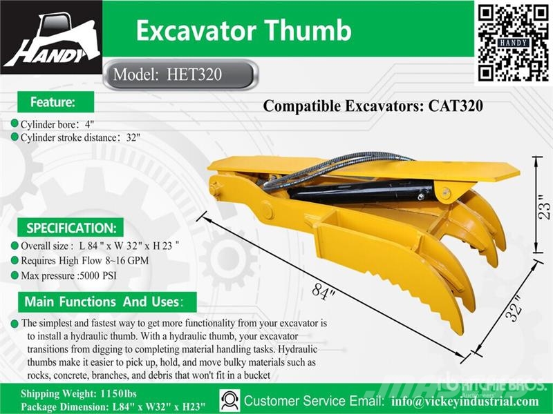 Handy HET320 Excavator Thumb - Fits Cat 320 (Unused) Lopaty
