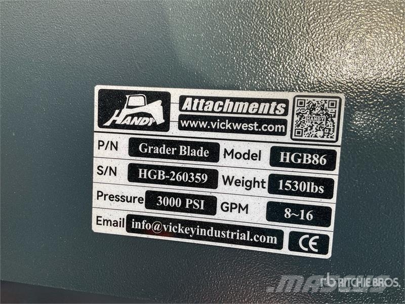 Handy HGB86 96 in Skid Steer Grader (Unused) Inne akcesoria