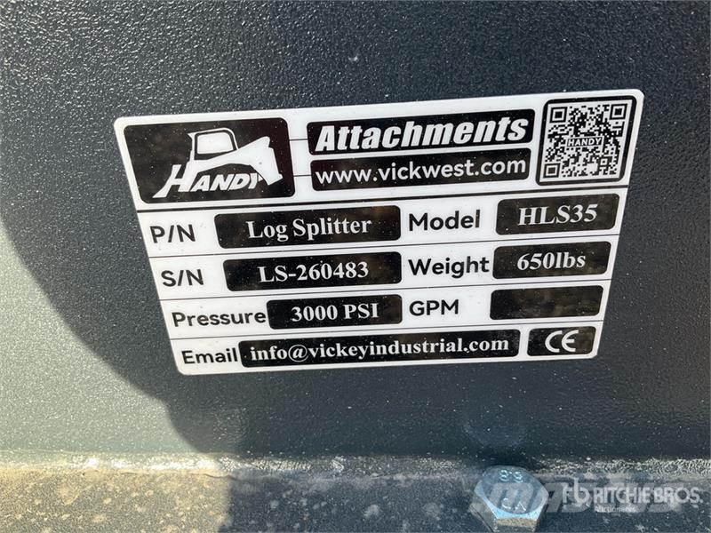 Handy HLS35 30 in Skid Steer Log Splitter (Unused) Partidoras, cortadoras y trituradoras de madera