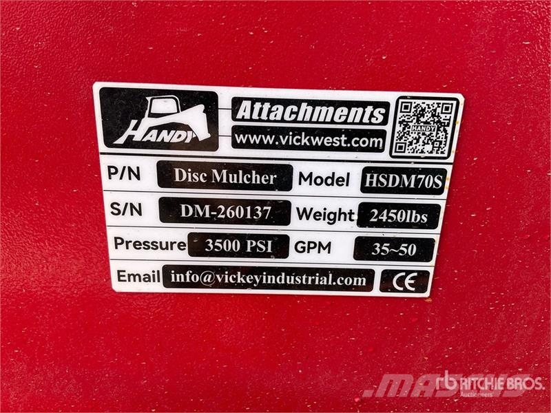 Handy HSDM70S 60 in Disc Skid Steer Mulcher (Unused) Trituradoras forestales