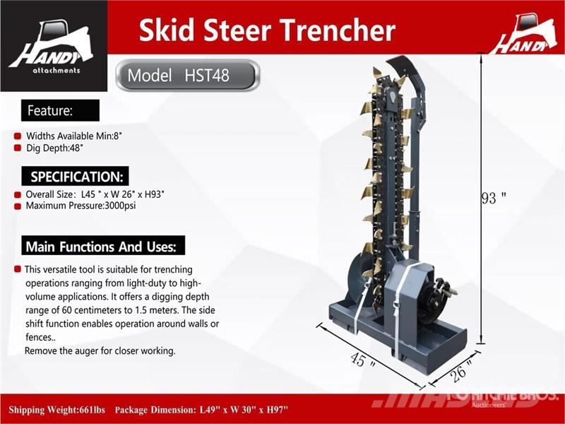 Handy HST48 48 in Skid Steer Trencher (Unused) Trenchers