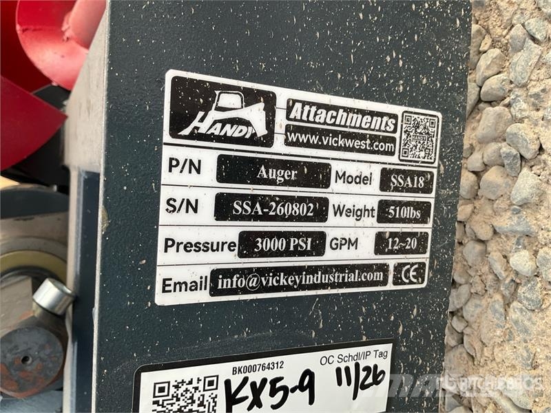 Handy SSA18 Skid Steer Auger (Unused) مثاقيب