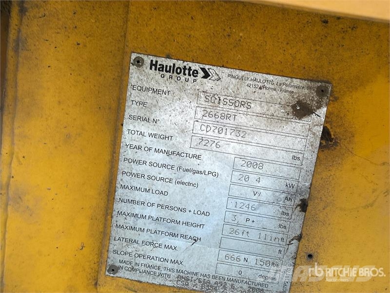 Haulotte 2668RT 4x4 Diesel Scissor Lift Elevadores de tesoura
