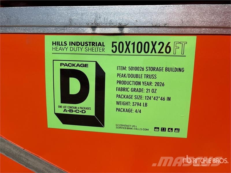 HIlls Industrial 1005026 50 ft x 100 ft x 26 ft St Hangar